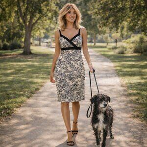 Black & White Paisley Midi Dress